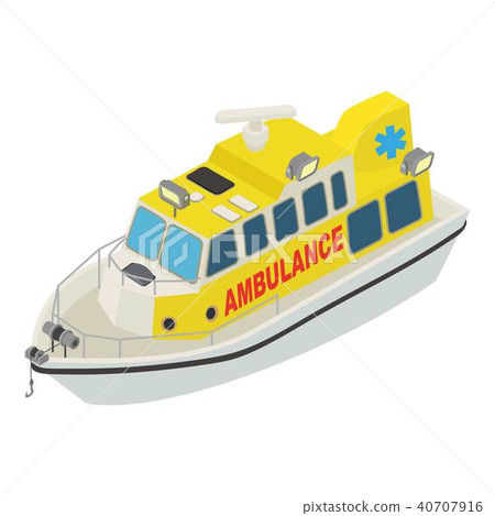 Boat ambulance icon, isometric style Boat ambulance icon, isometric style 40707916