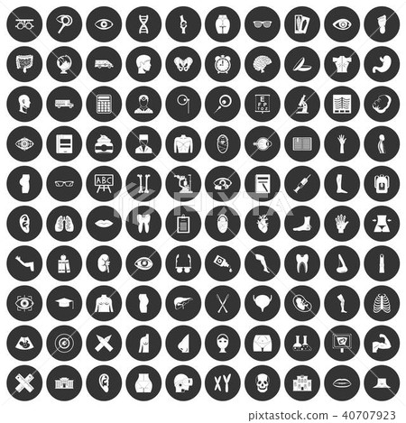 100 anatomy icons set black circle 40707923