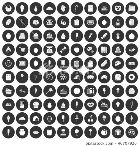 100 confectionery icons set black circle 100 confectionery icons set black circle 40707926