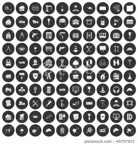 100 construction icons set black circle 100 construction icons set black circle 40707955