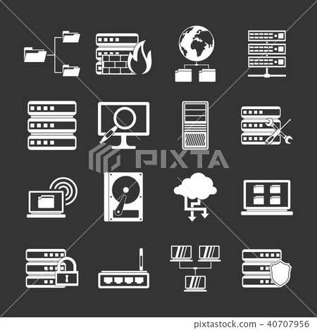 Big data icons set grey vector 40707956