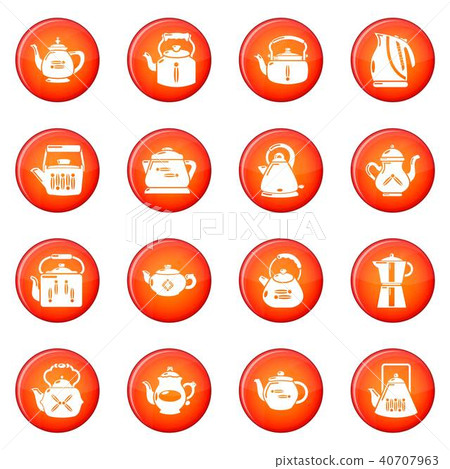 Teapot icons set red vector Teapot icons set red vector 40707963