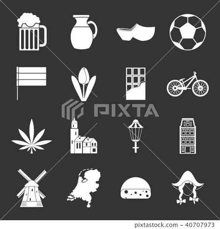 Netherlands icons set grey vector Netherlands icons set grey vector 40707973