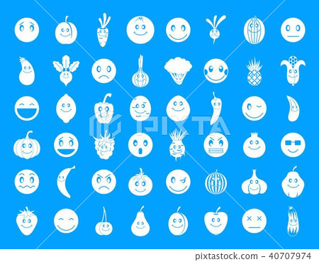 Emoji icon blue set vector Emoji icon blue set vector 40707974