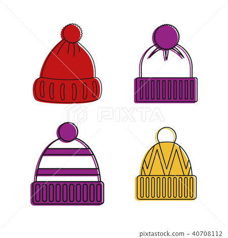 Beanie icon set, color outline style 40708112