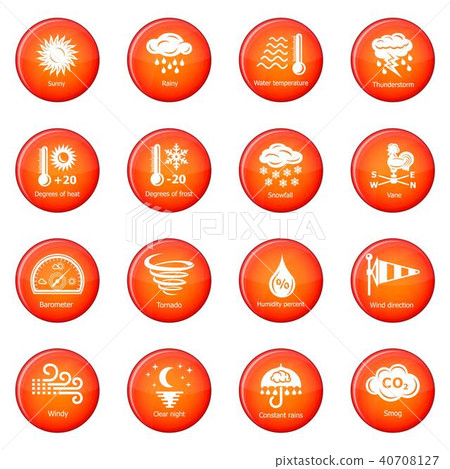 Weater icons set red vector Weater icons set red vector 40708127
