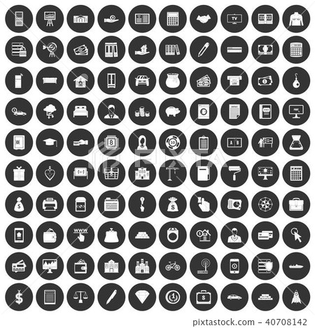 100 credit icons set black circle 100 credit icons set black circle 40708142