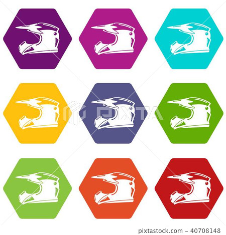 Motorcycle helmet icons set 9 vector Motorcycle helmet icons set 9 vector 40708148