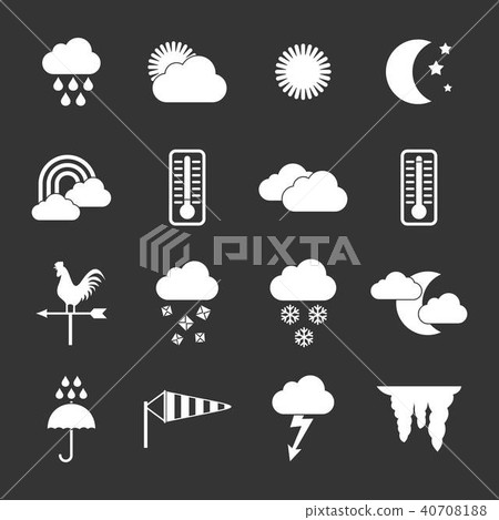 Weather icons set grey vector 40708188