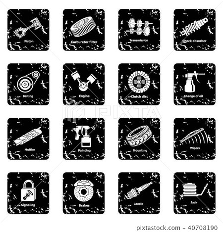 Car repair parts icons set grunge vector Car repair parts icons set grunge vector 40708190
