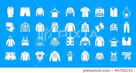 Clothes icon blue set vector 40708191