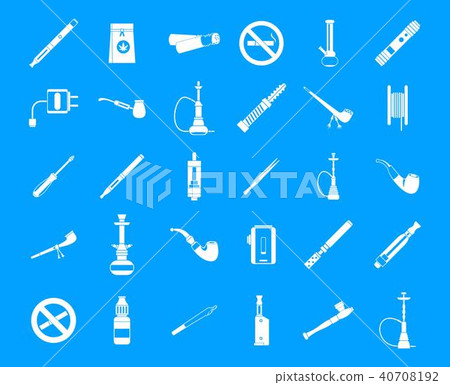 Smoking icon blue set vector 40708192