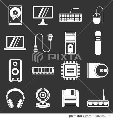 Computer icons set grey vector 40708202