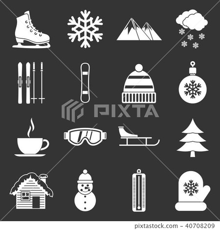 Winter icons set grey vector - Stock Illustration [40708209] - PIXTA