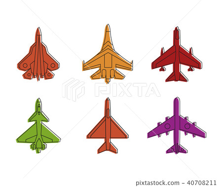 Fighter icon set, color outline style Fighter icon set, color outline style 40708211