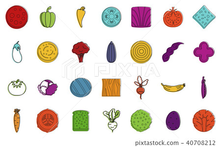 Vegetables icon set, color outline style 40708212