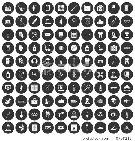 100 doctor icons set black circle 40708215