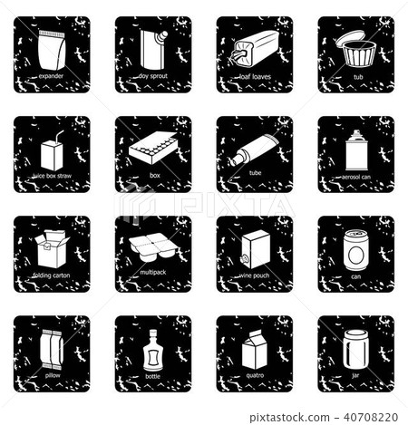 Package types icons set grunge vector - Stock Illustration [40708220 ...