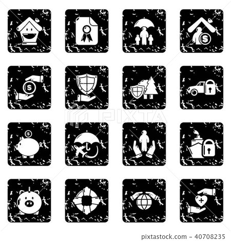 Insurance icons set grunge vector - Stock Illustration [40708235] - PIXTA