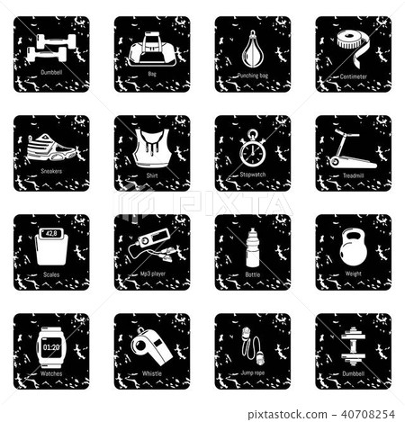 Gym sport icons set grunge vector Gym sport icons set grunge vector 40708254