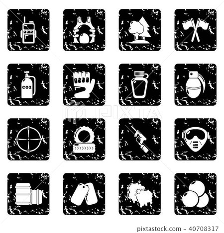 Paintball icons set grunge vector 40708317