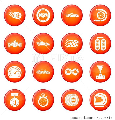 Car race icons set red vector Car race icons set red vector 40708318