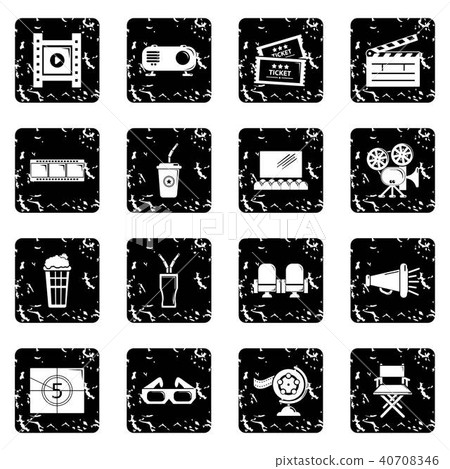 Cinema icons set grunge vector - Stock Illustration [40708346] - PIXTA