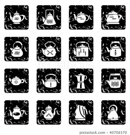 Teapot icons set grunge vector Teapot icons set grunge vector 40708370