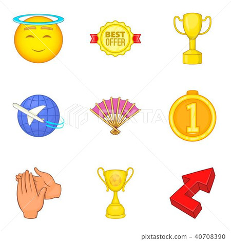 Reach icons set, cartoon style 40708390