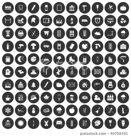 100 drawing icons set black circle 40708391