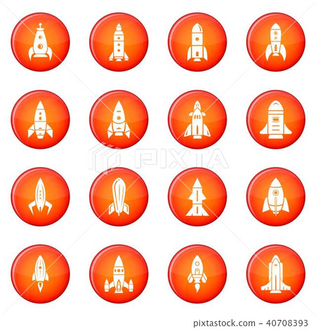 Rocket icons set red vector Rocket icons set red vector 40708393