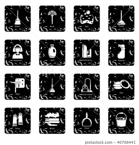 Cleaning tools icons set grunge vector - Stock Illustration [40708441 ...