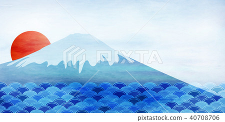 Fuji New Year's cards Japanese paper background Fuji New Year's cards Japanese paper background 40708706