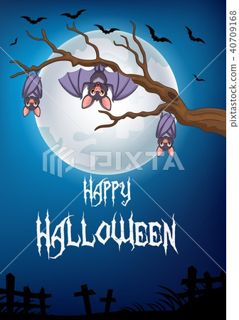 Happy halloween. bat cartoon sleeping and fly at n Happy halloween. bat cartoon sleeping and fly at n 40709168
