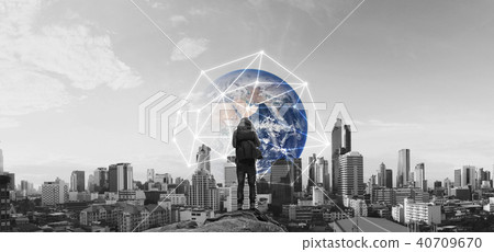 Business travel and internet. Element from NASA 40709670