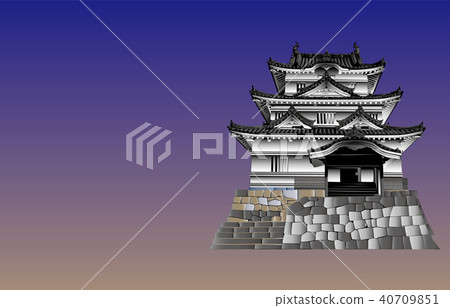 Japanese castle extant Tenshu Uwajima Castle blue sky back 40709851
