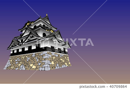 Japanese castle extant Tenshu Hikone Castle blue sky back 40709864