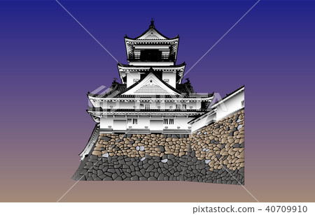Japanese castle extant Tenshu Kochi Castle blue sky back Japanese castle extant Tenshu Kochi Castle blue sky back 40709910