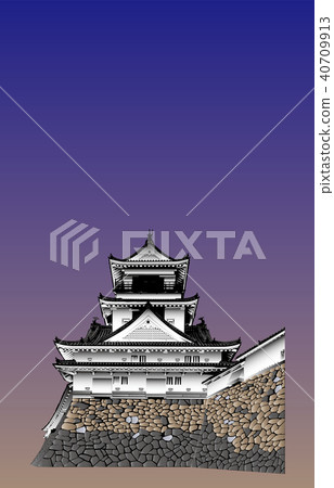 Japanese castle extant Tenshu Kochi Castle blue sky back Japanese castle extant Tenshu Kochi Castle blue sky back 40709913