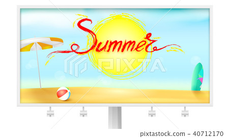 Billboard with summer background. Sun umbrella Billboard with summer background. Sun umbrella 40712170