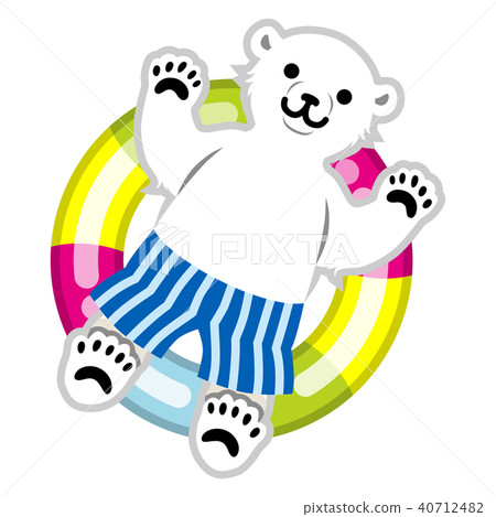 Polar bear boy playing with floating ring 40712482