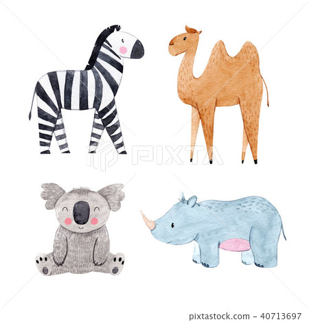 Watercolor animal set 40713697