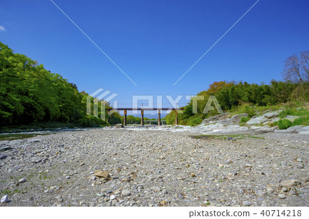 Fresh green Chichibu Railway Arakawa bridge Fresh green Chichibu Railway Arakawa bridge 40714218
