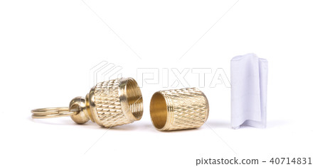 Close-up of a collar pendant with adress 40714831