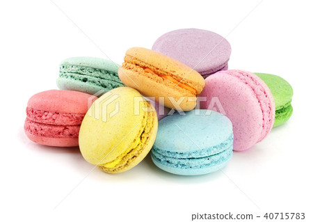 colorful macaroons isolated on white background closeup colorful macaroons isolated on white background closeup 40715783