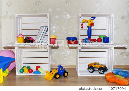Kids room , Wallpaper and wooden crates Kids room , Wallpaper and wooden crates 40717094