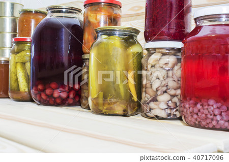 Storage shelves in pantry with homemade  40717096