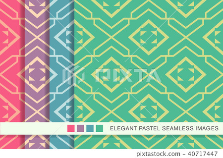 Seamless pastel retro pattern background set 40717447
