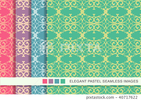 Seamless pastel retro pattern background set - Stock Illustration ...