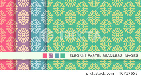 Seamless pastel retro pattern background set Seamless pastel retro pattern background set 40717655